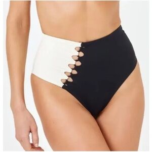 NWT L Space Black Cream Solstice Classic Bikini Bottom Sz XS